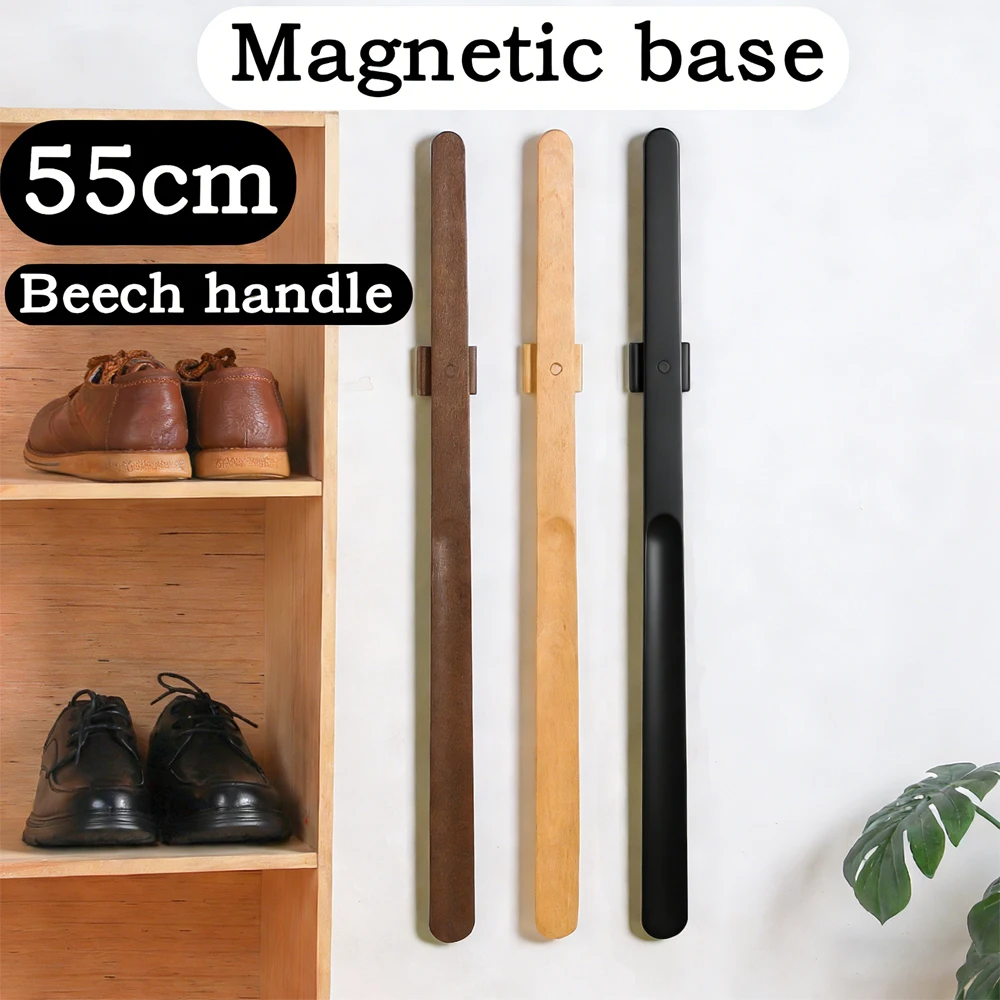 Calzador Magnético de Madera de Haya de 55 cm - Mango Largo Premium, Ayuda para Calzarse sin Esfuerzo para Personas Mayores, Embarazadas y Usuarios con Movilidad Reducida
