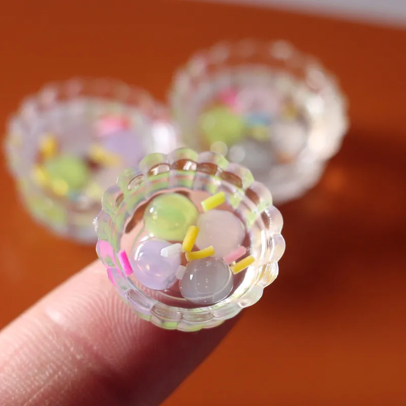 Three-piece Dollhouse Ob11 Food Mini Crystal Sweet Dumplings Miniature Items High Tea Dessert BJD Dolls House Accessories Toys