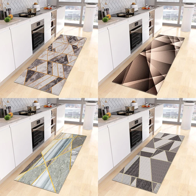 

Geometric color printing kitchen bathroom floor mat entrance door non-slip living home decoration