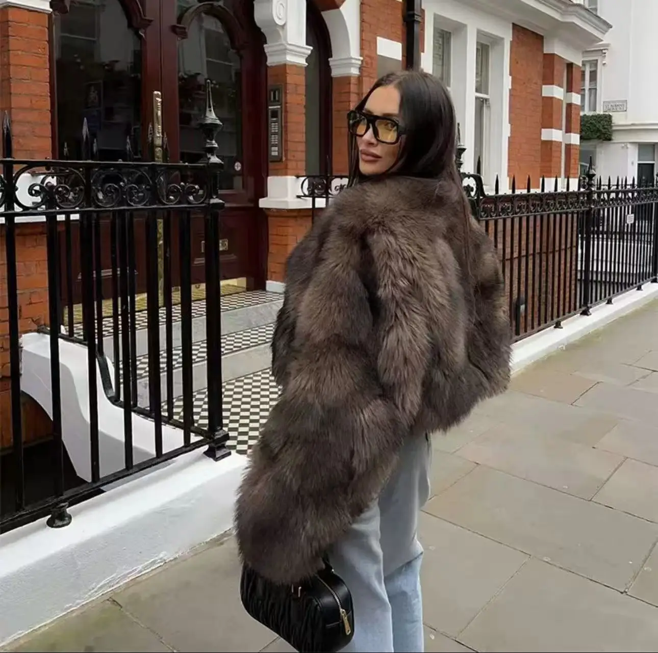 Women Faux Fur Coats Solid Fur Jackets Cotton Linen Round Neck Long Sleeves Open Stitch Loose Casual Office 2026 Autumn Winter