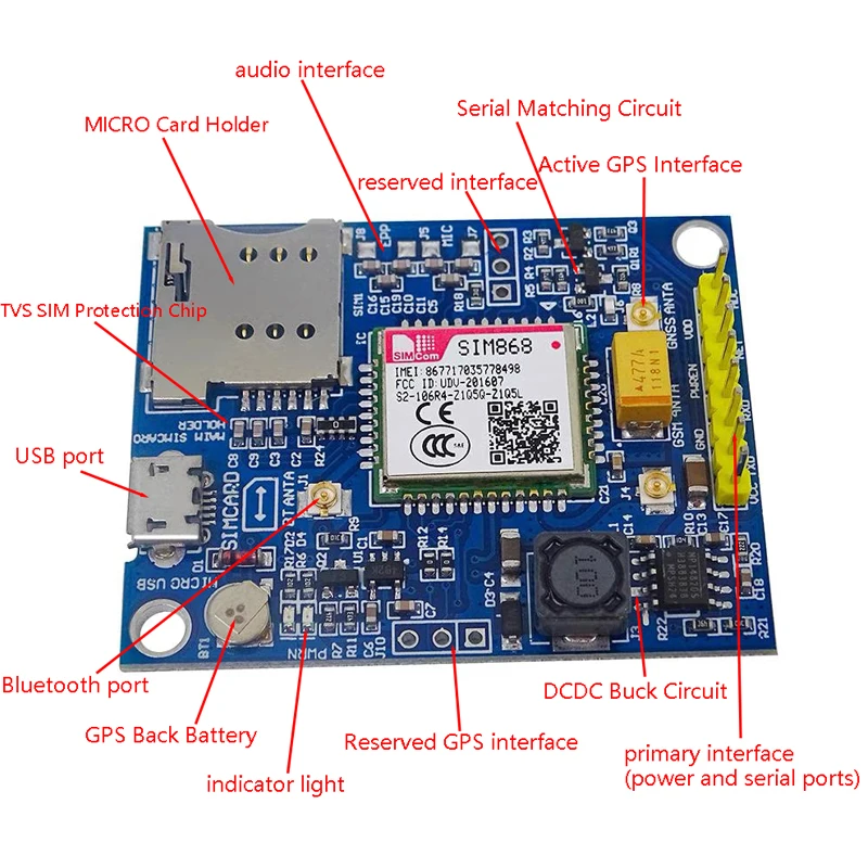 SIM868 development board GSM/GPRS/Bluetooth/GPS module with STM32, 51 programme