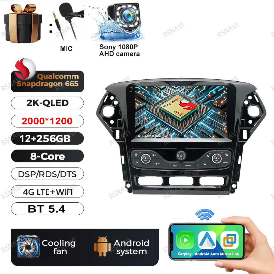 Autoradio Android 15 Voor Ford Mondeo MK4 2007-2014 DVD Viedo Speler BT 4G LTE GPS DSP Head Unit multimedia Stereo Navigatie