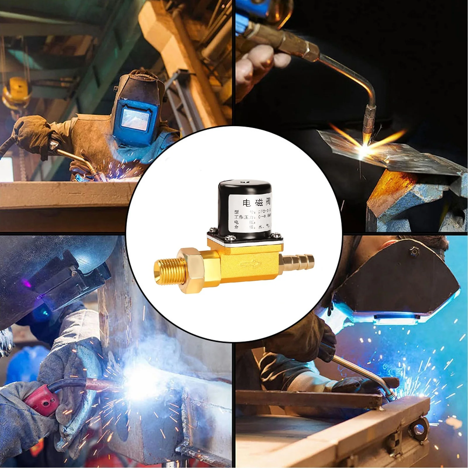 Válvula Solenoide de latón para máquina de soldadura, válvula solenoide de dos posiciones bidireccional de DF2-3-B para máquina de soldadura de Gas de argón