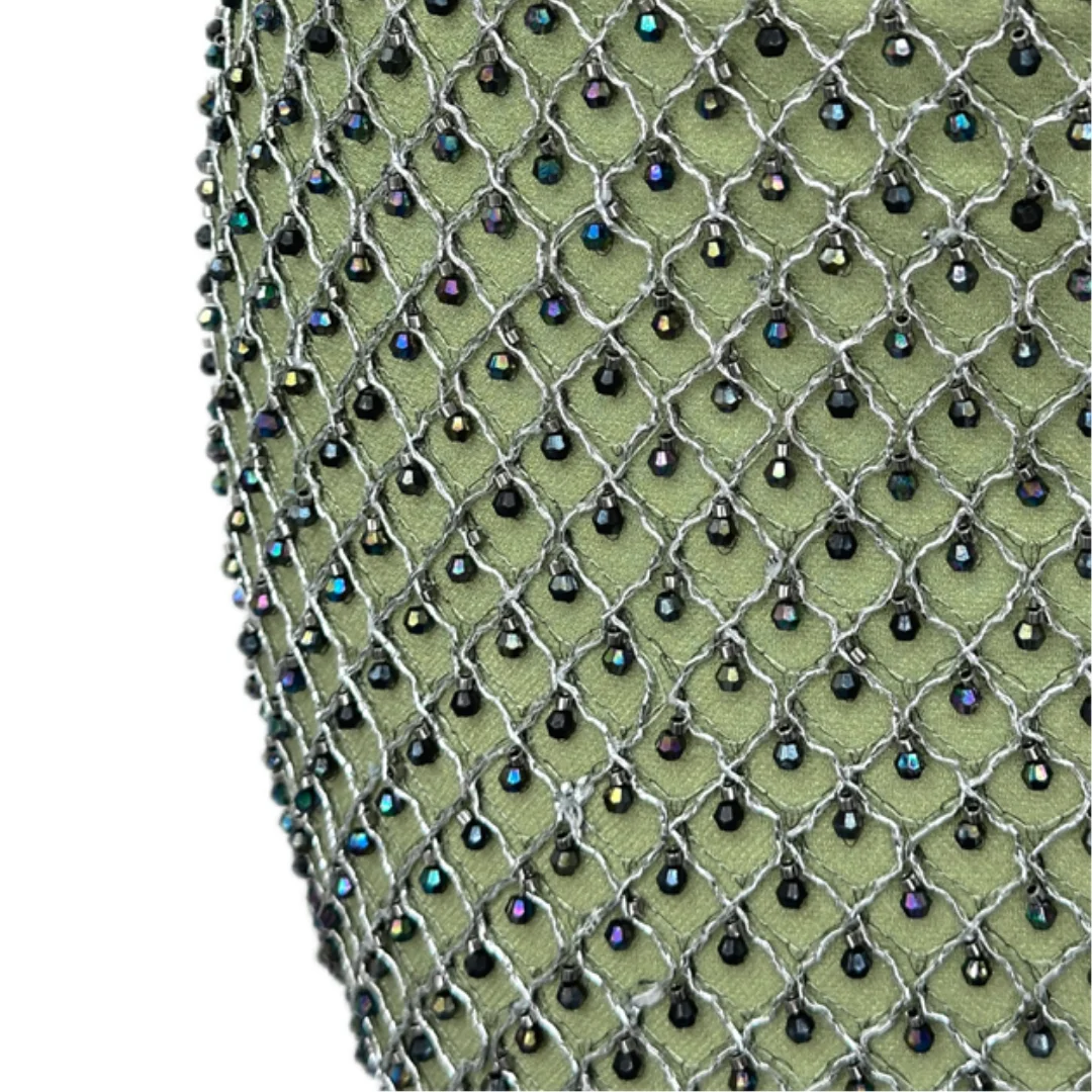 

Elegant French Mesh Lace Fabric Full Rhinestone Dot Embroidery Sequin African for Luxury Evening Gown Wedding Party Dress Sewing