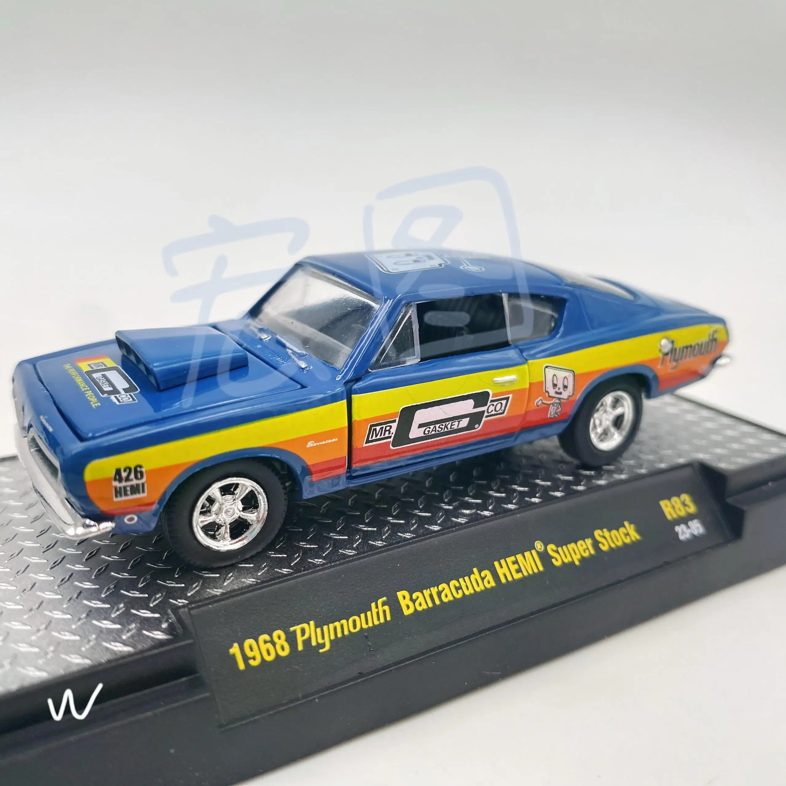 M2 machines 1/64 1968 Plymouth Barracuda HEMI Super Voorraad gegoten legering model auto collectie display kind gift