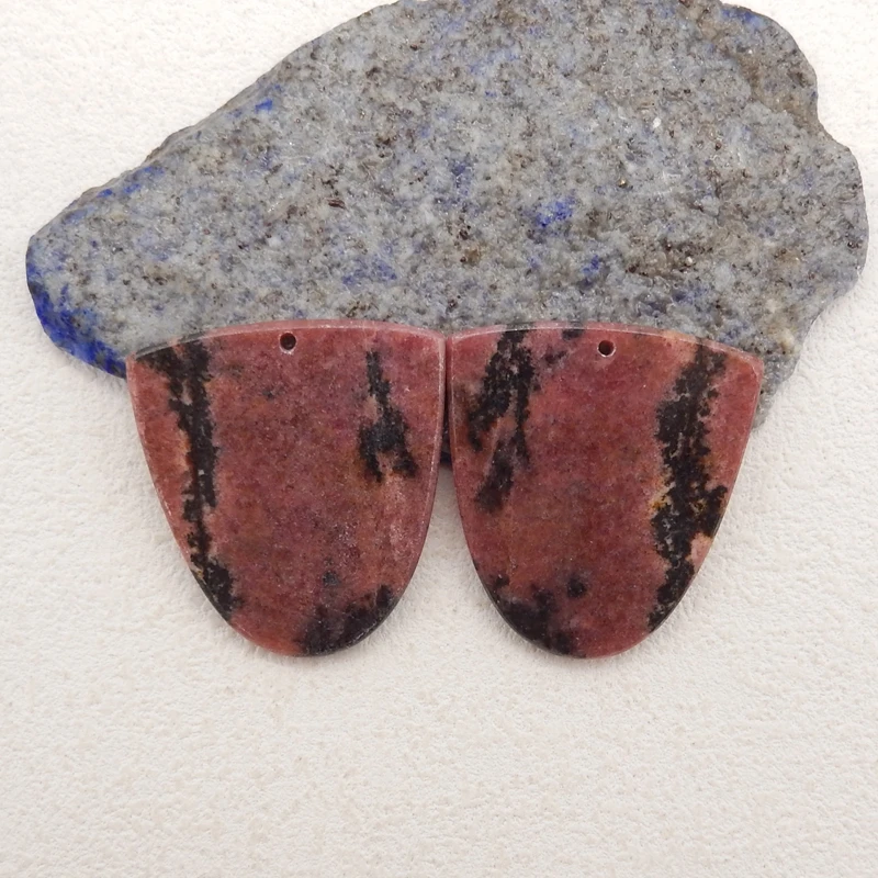 

Серьги из натурального камня с родонитом, аксессуары для женщин, полудрагоценные модные украшения, изготовление своими руками, 39x36x3 мм, 25 г