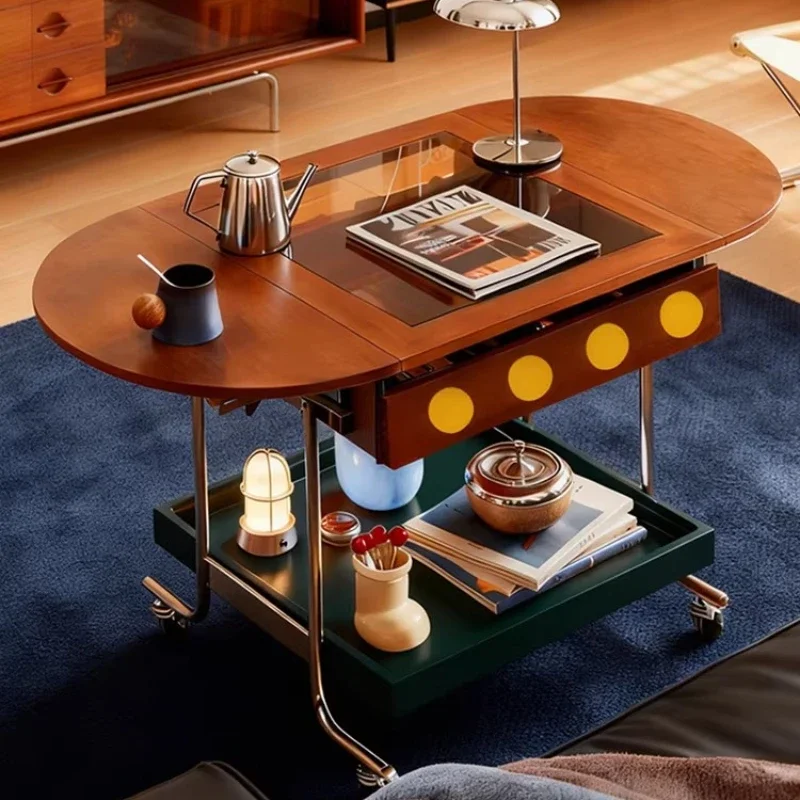 

Retro mobile side table sofa side cabinet small apartment coffee table solid wood Nordic tea table