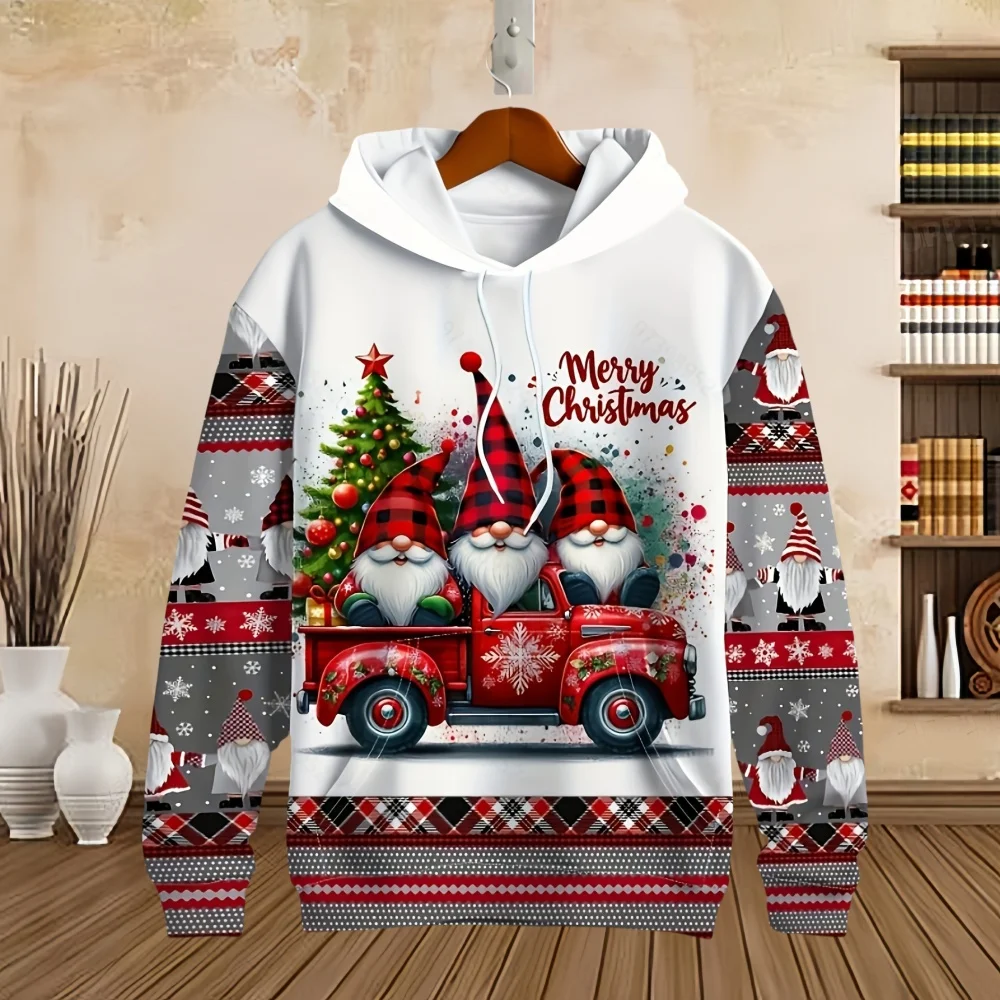 Christmas Hoodie Santa Claus 3D Print Streetwear Men Fashion Oversized Unisex Sweatshirts Hoodie Pullover Tracksuit Men Clothing