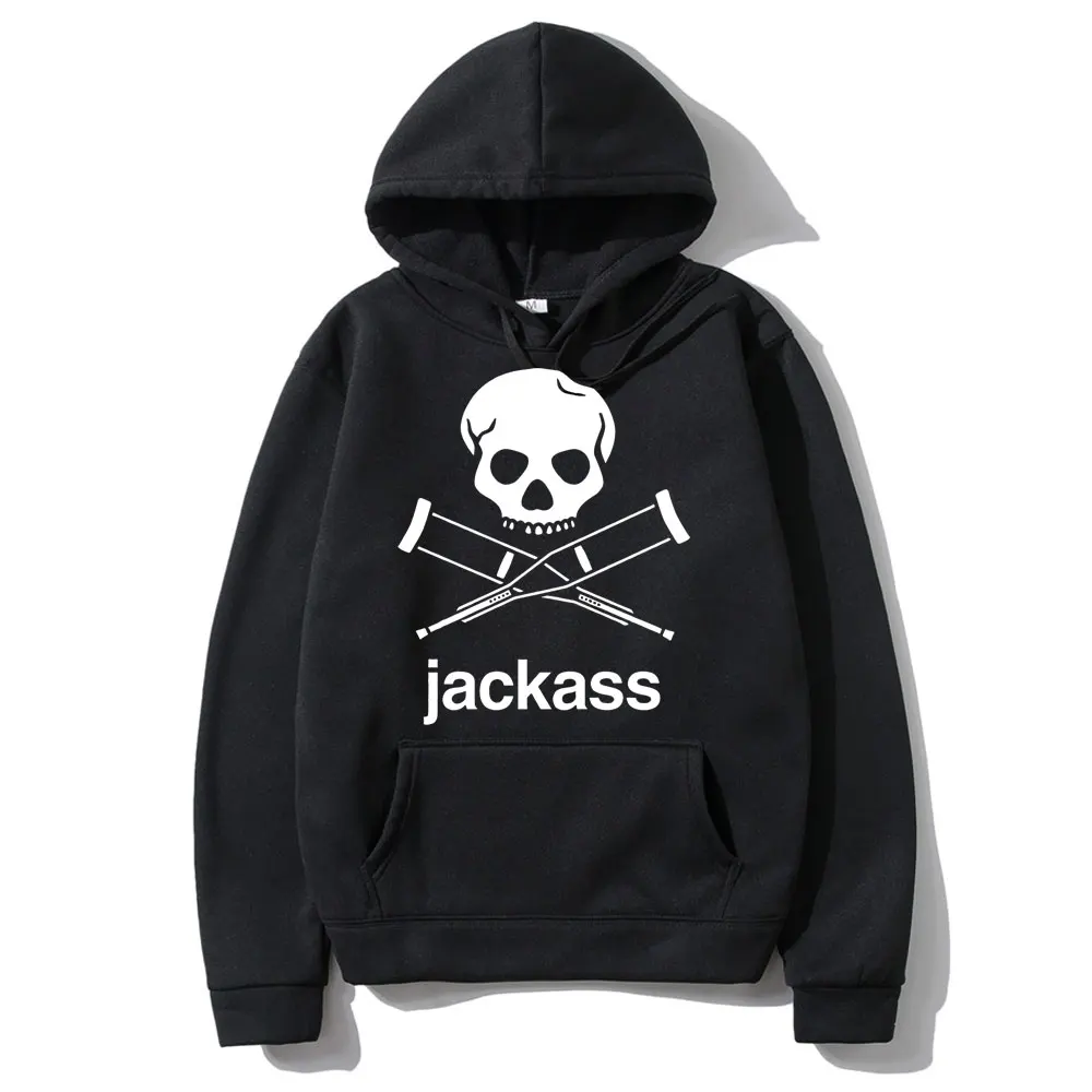 Jackass – sweat à capuche noir avec Logo graphique imprimé pour homme et femme, vêtement Streetwear décontracté, surdimensionné, mode Vintage, ample