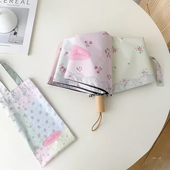여성용 완전 자동 접이식 햇빛가리개 우산, 자외선 차단, 귀엽고 고급스러운, 인스타그램 스타일 