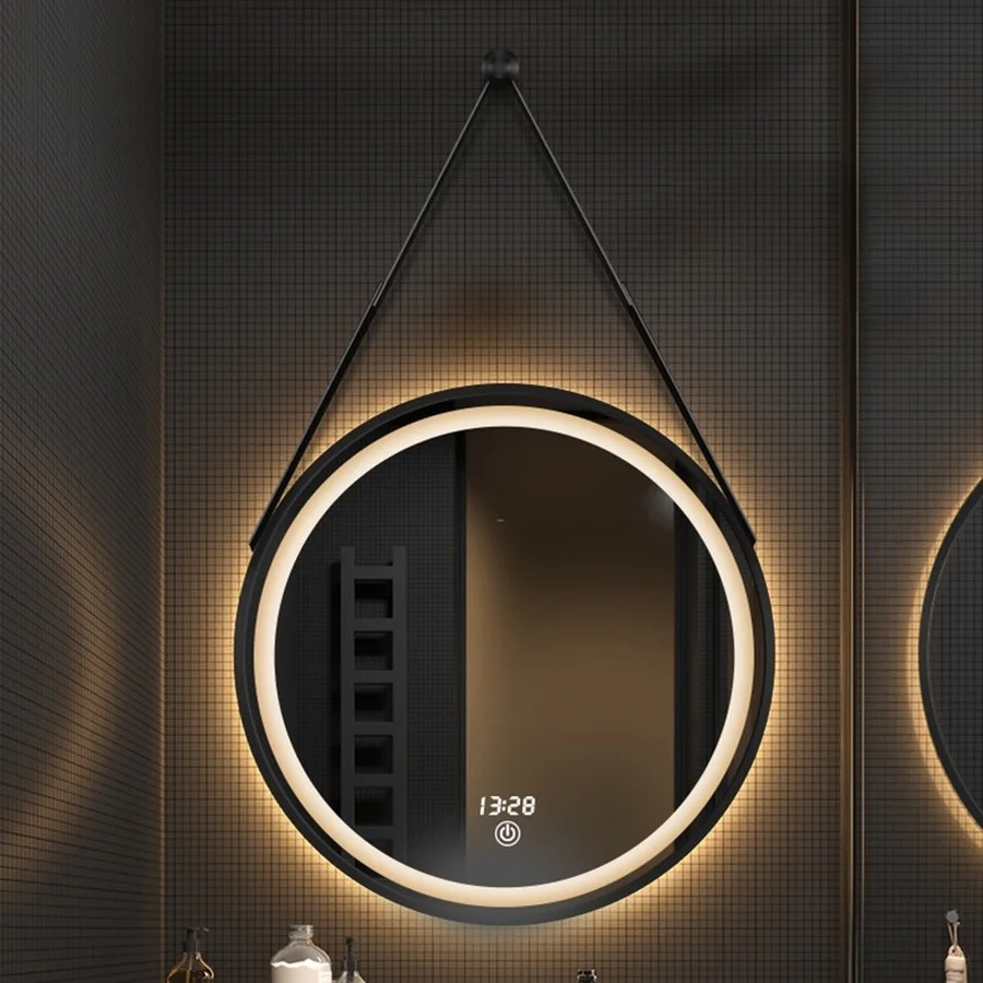 Round Large Bathroom Mirror Led Make Up Round Wall Hanging Mounted Vanity Mirror Light Switch Espejo Pared Vanity Accessories