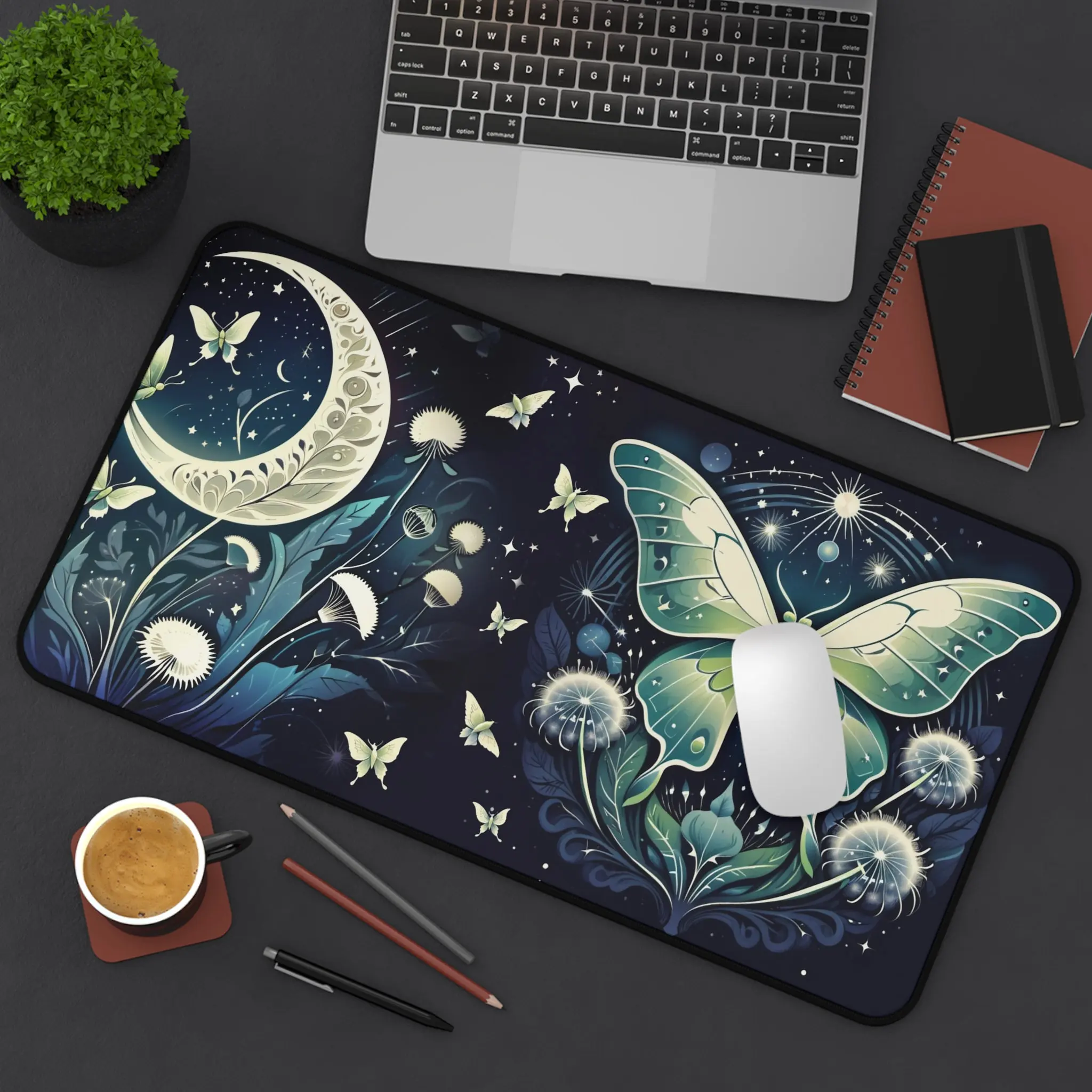 

Moon Moth Table Mats,Moon Moth Mysterious Moon Table Mat,Magic Moth Mousepad,90s Starry Sky Magic Forest,Dark Pastoral Art Style