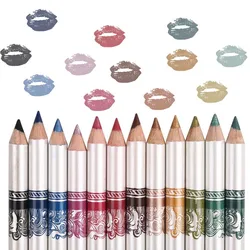 12PCS/PACK 2 in 1 Eyeliner 12 Colors Lip Pencil Long-lasting Waterproof Makeup Cosmetic Set Eye Liner HOT SALE