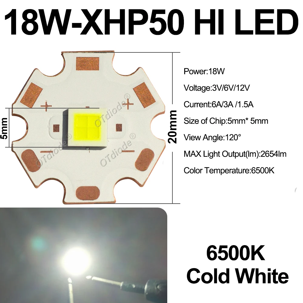 20W LED XHP50.2 XHP50 Hi DC3V/6V/12V Beads  5050 Chips 1.5A 3A 6A Replace Diode Cold Neutral Warm White Flashlight Part