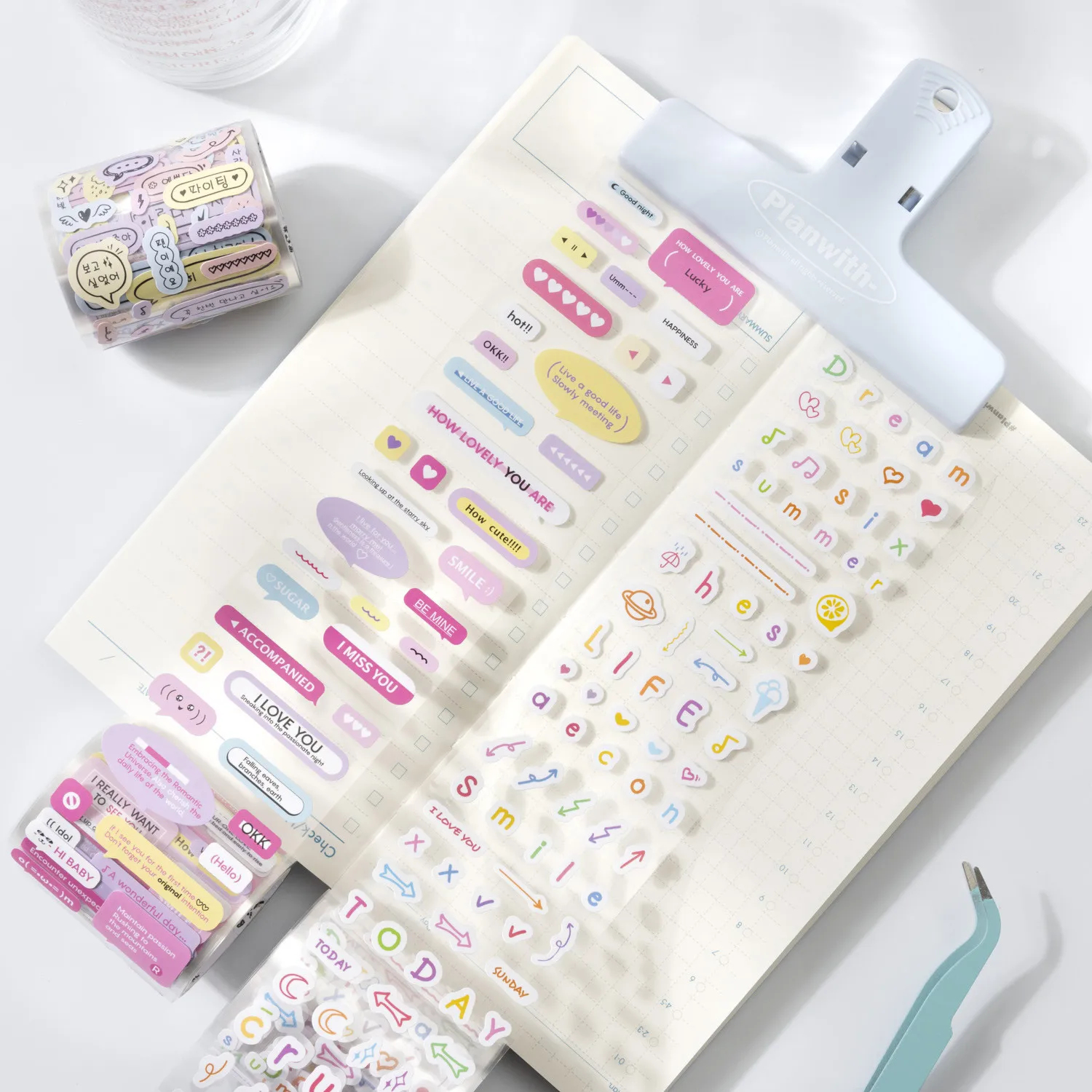 Kawaii Washi Tape Set Cute English Letters Symbol Print Washi Tapes Decorative for Kids School Supplies Journalings Scrapbooking