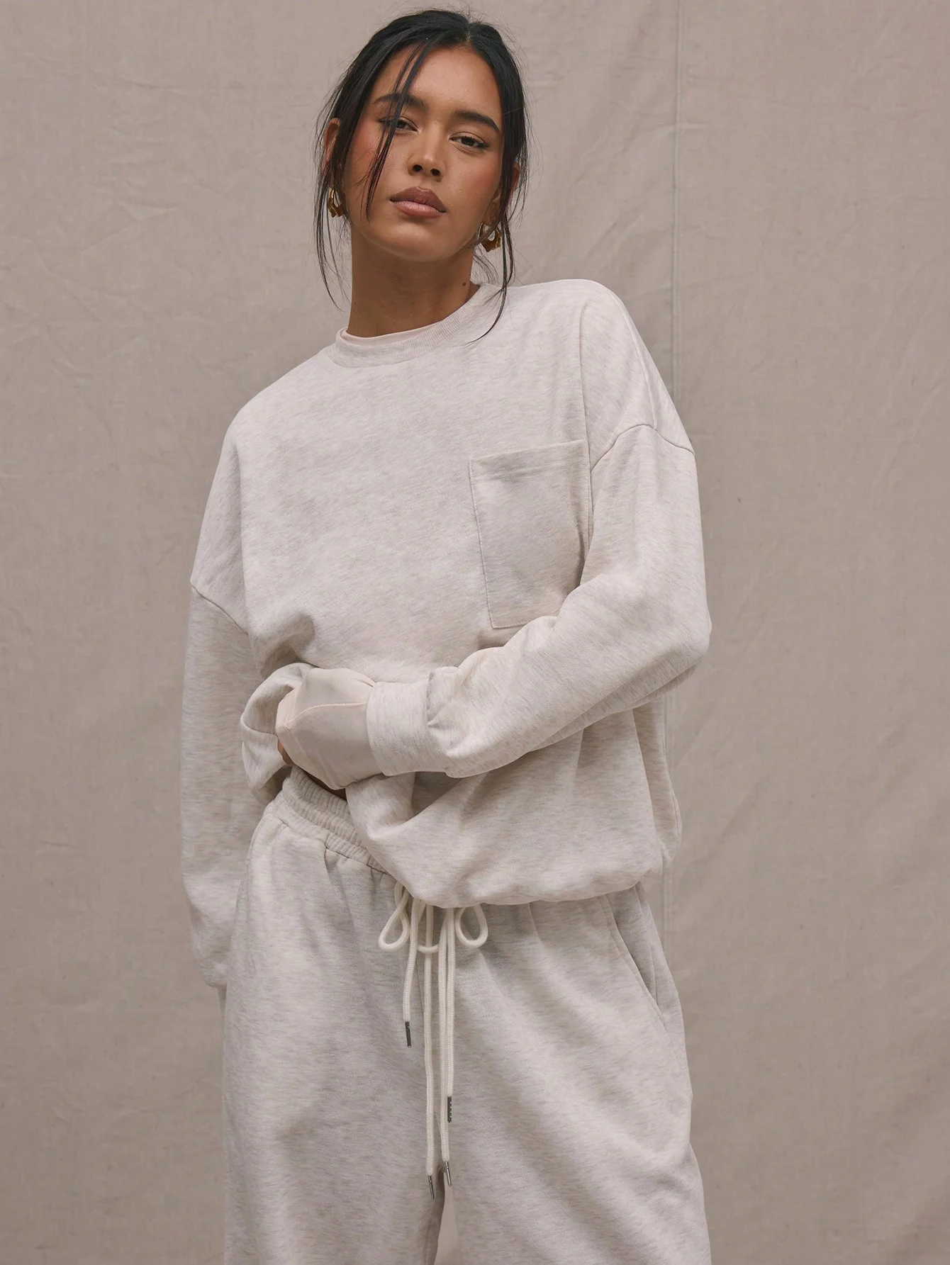 Sudadera holgada con cuello redondo para mujer, deportiva, informal, cómoda, estilo informal, otoño