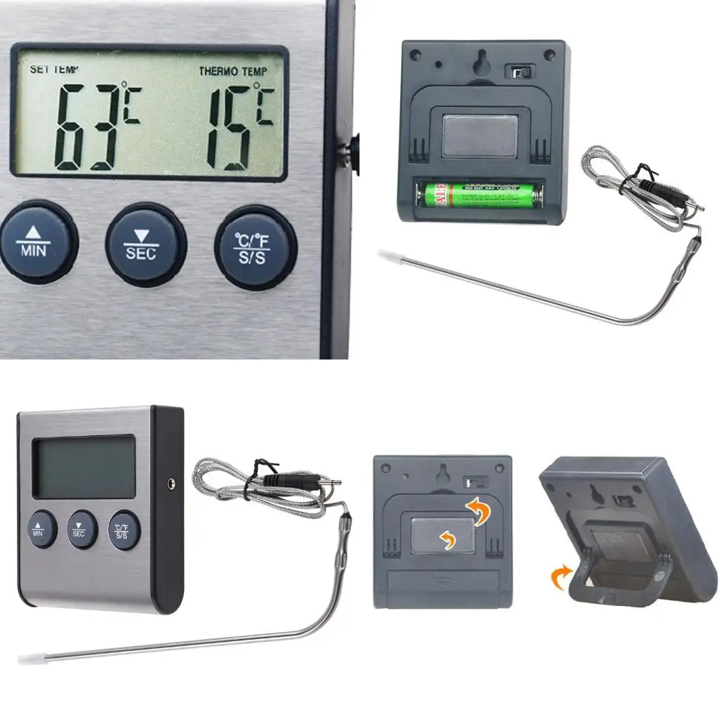 

Цифровой кухонный термометр с длинным зондом, сигнализация для приготовления пищи, коптильня, духовка, измерительные высокая