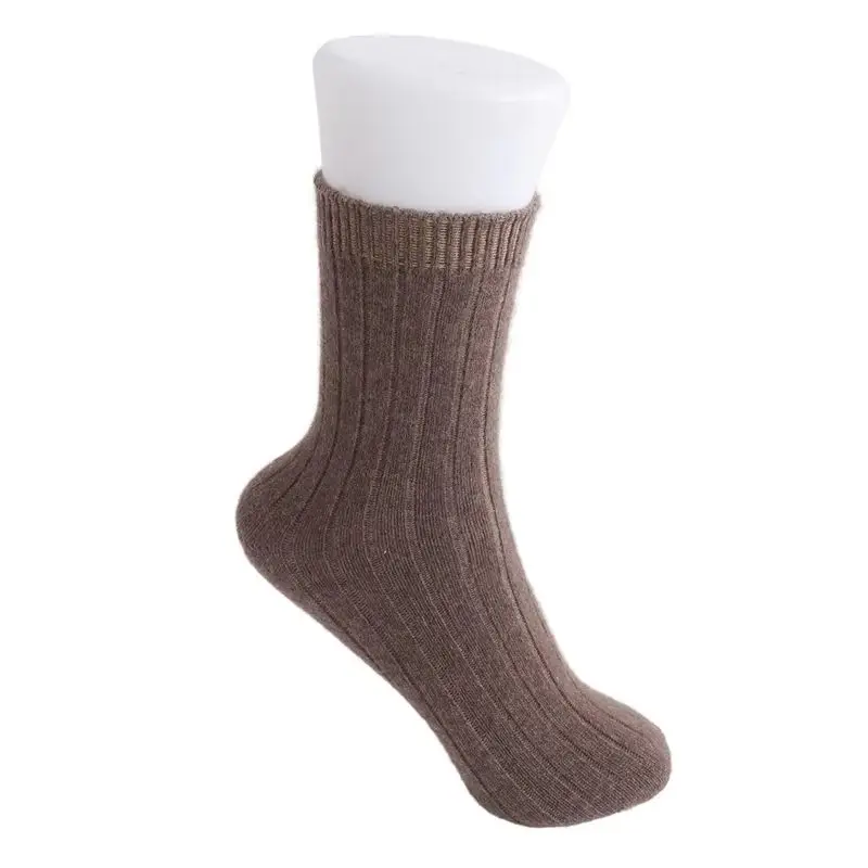 Unisex Thickened American Style 100% Cashmere Mid-Calf Socks Solid Color Warm Knitted Korean Style Outdoor Wear Versatile