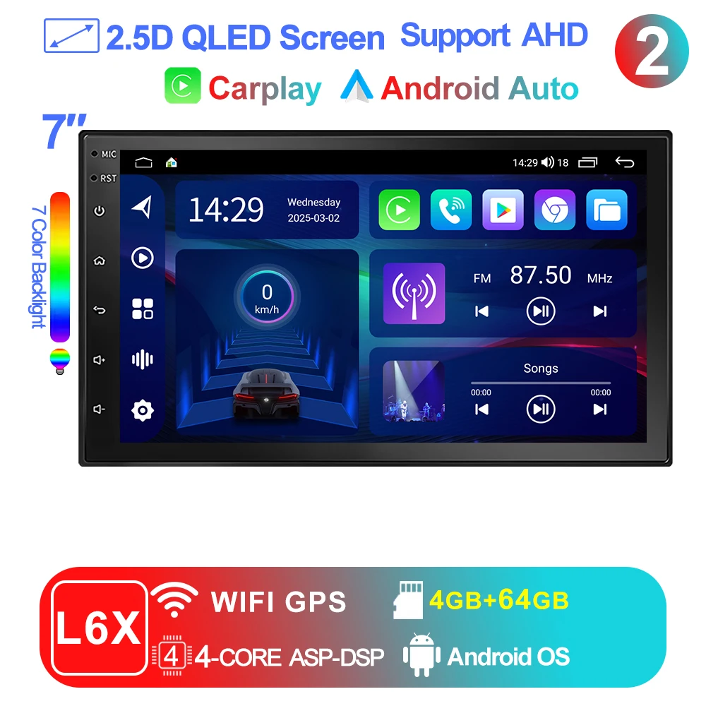 LEHX 7 9 10 inch Universele 2Din Draadloze CarPlay Android Auto Autoradio 4G WiFi GPS Multimedia Bluetooth DSP QLED Stereo Autoradio