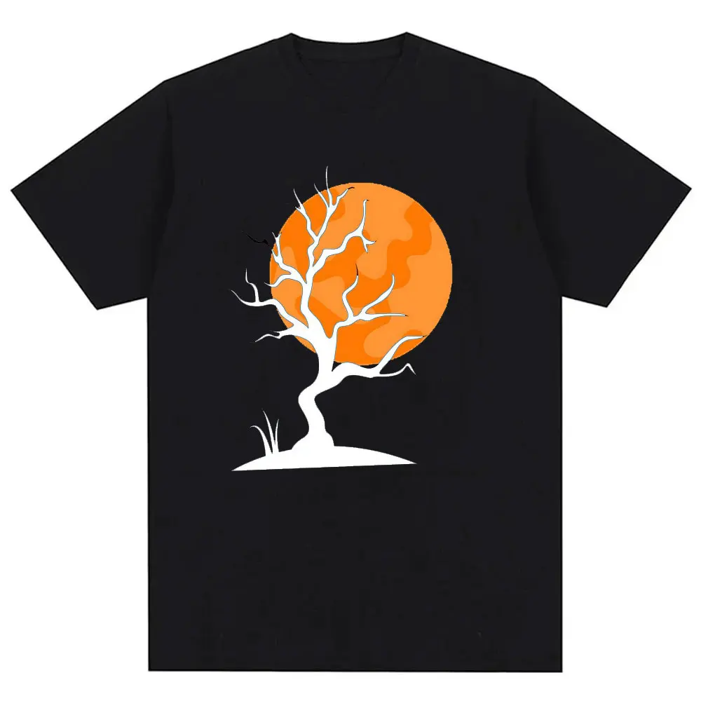 Spooky Season Halloween Shirt Orange Full Moon and Tree Design Perfect Fall and Trick-or-Treat Tee Spooky Season Tree Harajuku image 4