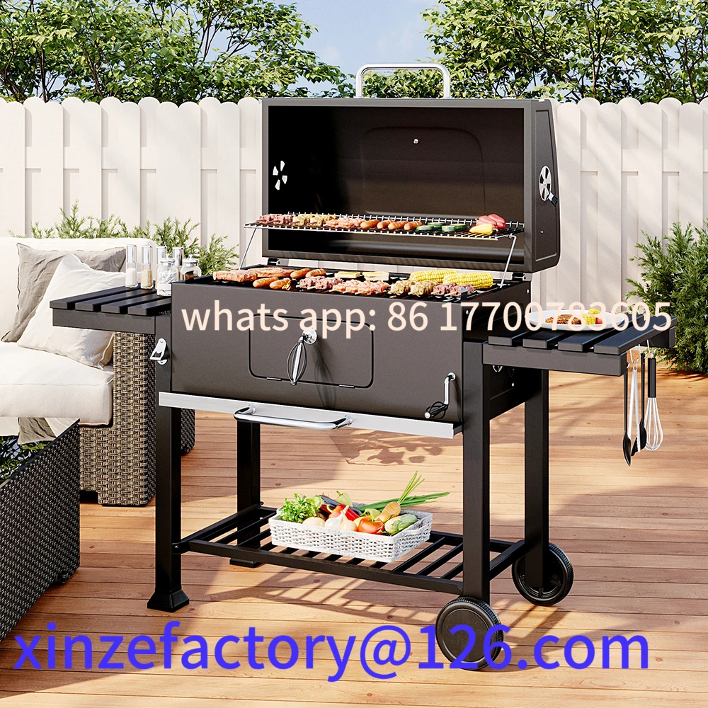 

Customizable Outdoor Charcoal Grill with Side Table BBQ Patio, 160cm W x 60cm D x 108cm H