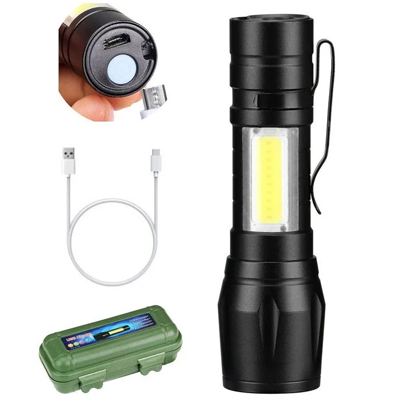 Portable Rechargeable Zoom LED Flashlight XP-G Q3 Flash Light Torch Lantern 3 Lighting Modes Camping Light Mini Led Flashlight