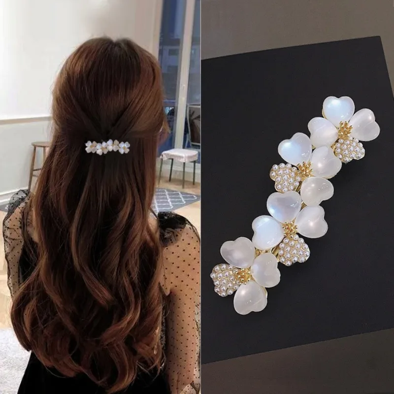 

New Fashion Rhinestone Hairpin Flower Duckbill Hair Claws Retro Hair Clips Accessories For Women Shinning Ponytail Headwear