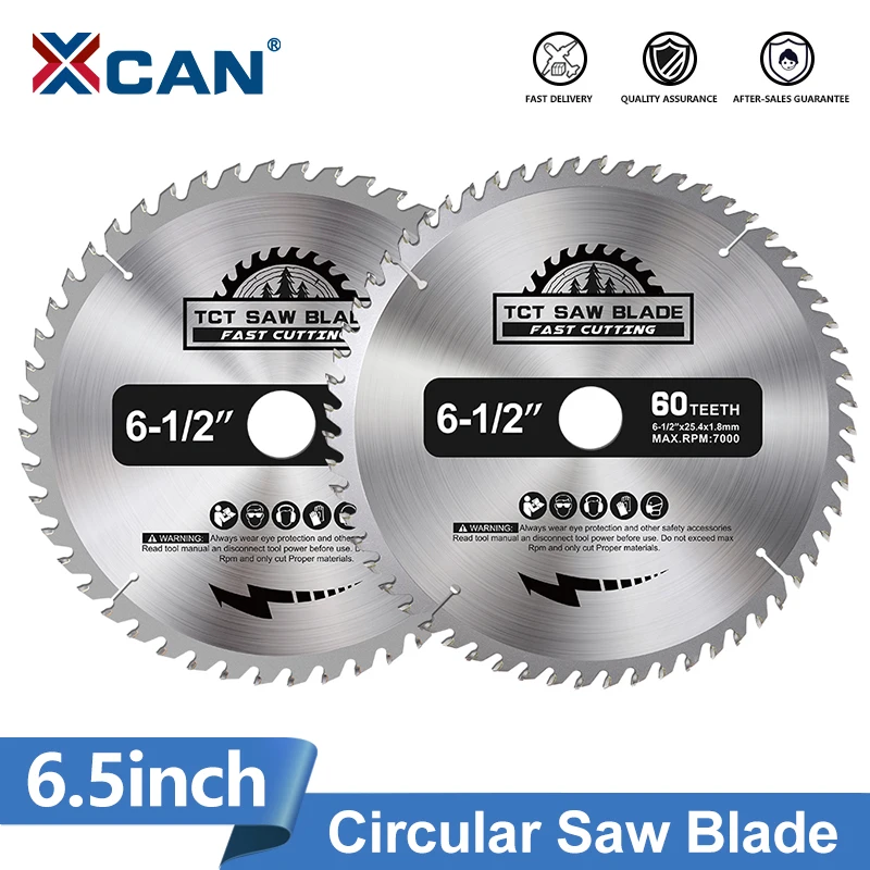 

XCAN 1PC 6.5inch Circular Saw Blade Wood Cutting Disc 165x25.4mm Carbide Saw Blade Woodworking Saw Blade 48/60T For Wood Plastic