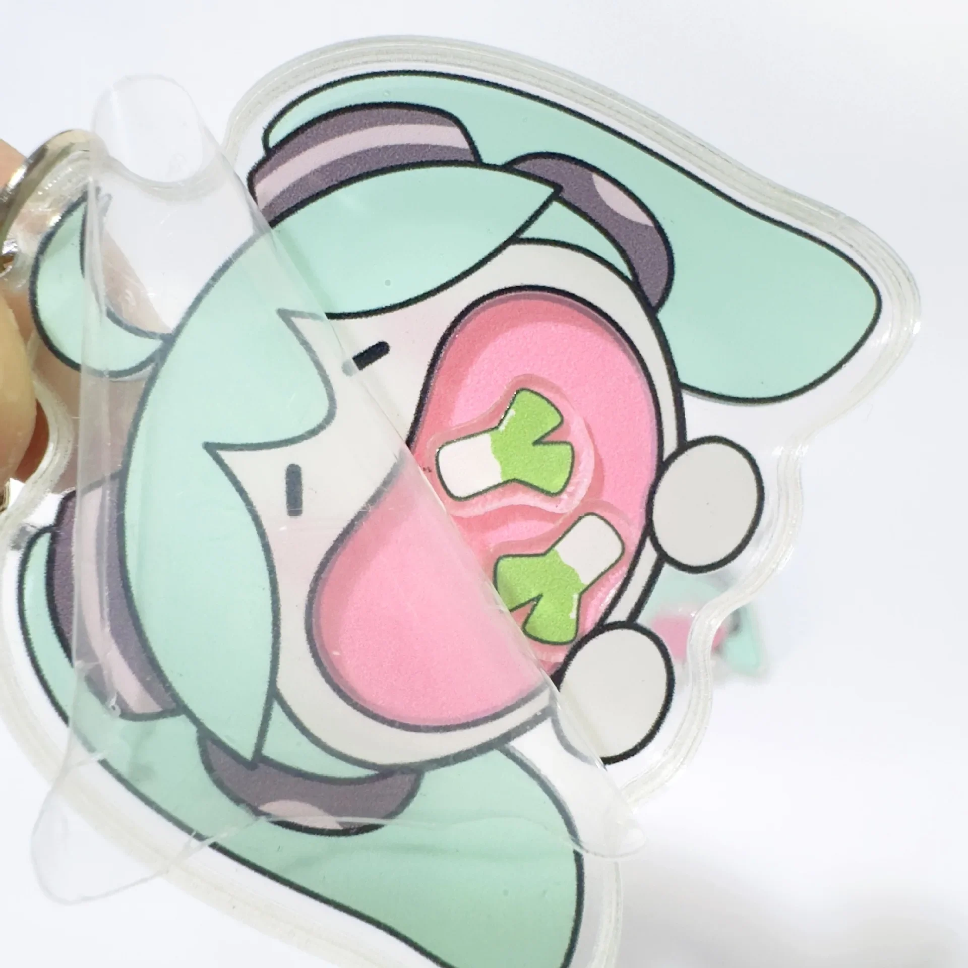 

New Anime Hatsune Miku Figure shake eat scallion Kawaii Q version Acrylic Pendant Key Chain Model Toys Cosplay props Gifts