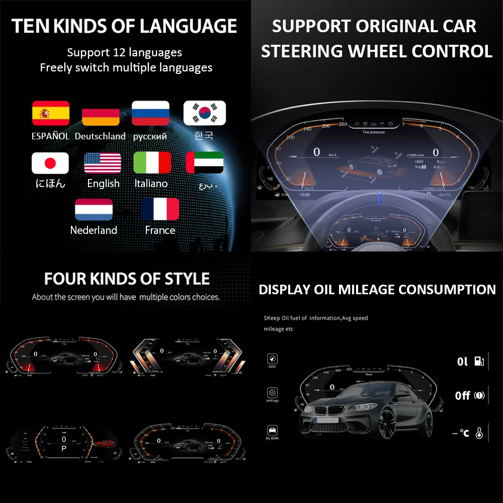 Update For BMW 7 Series E65 E66 LCD Digital Cluster Dashboard Panel Virtual Cockpit Instrument Speedometer Car