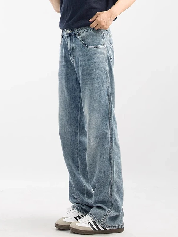 Lichtblauwe casual losse herenjeans Joks Priit25-serie middelhoge taille rechte pijpen losse pasvorm Amerikaanse Sle zomerjeans
