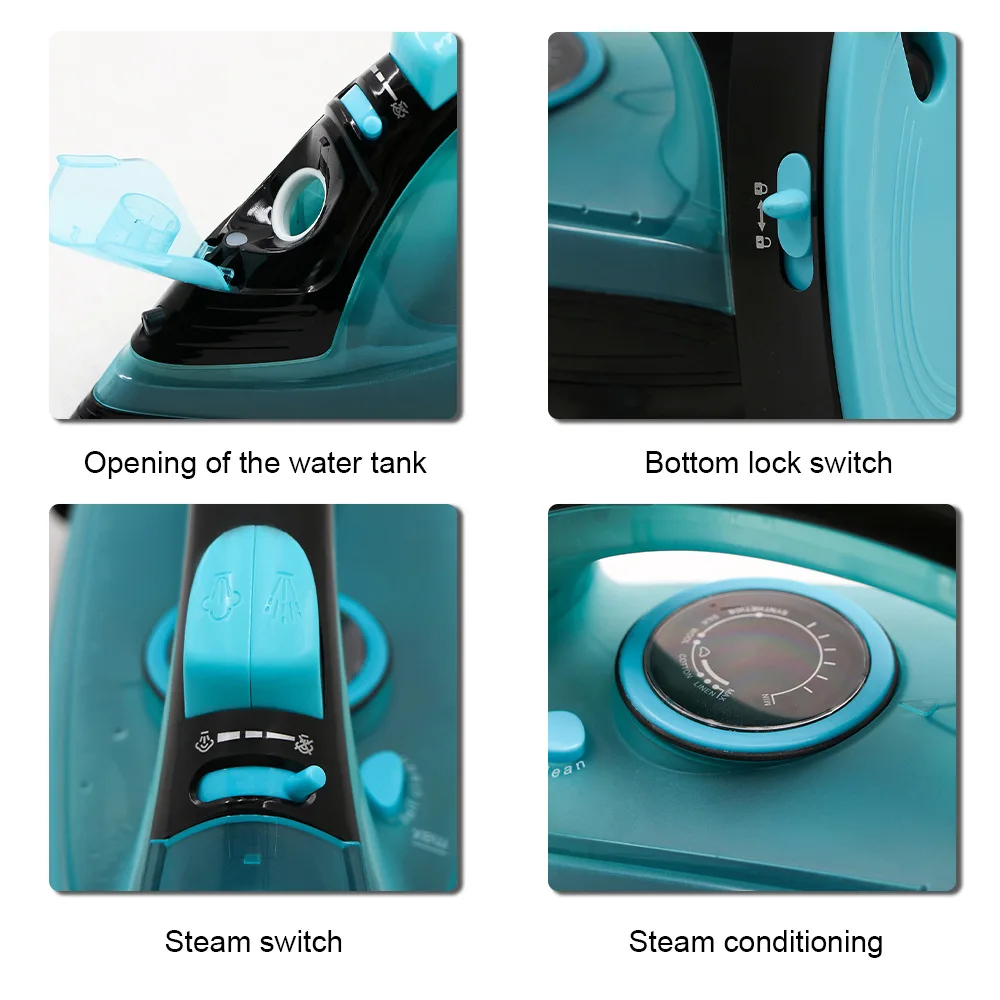 Steam Iron for Clothes,220V 2400W Handheld Electric Iron ,Wireless, Adjustable Temperature,Titanium Infused Ceramic Soleplate