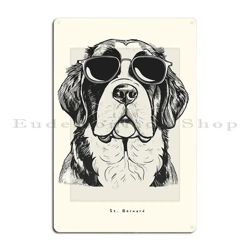 St Bernard Digital Sketch Drawing Illustration Metal Plaque Poster Printed Cinema Pub Garage Decoration Tin Sign Poster