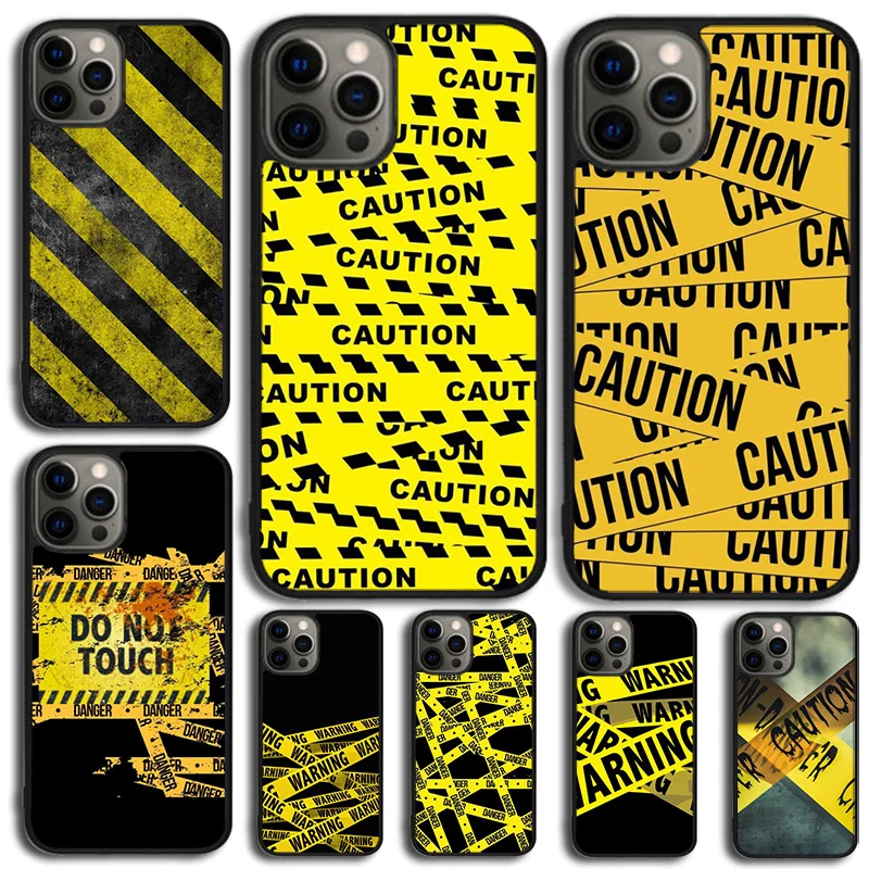 Funny Caution tape Danger Phone Case Cover For iPhone 15 16 14 XR XS 11 12 13 Mini Pro MAX Plus