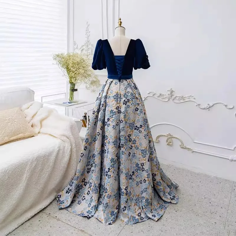 Robes de soirée longues à lacets dans le dos, manches courtes, ligne a, robe de bal en Satin, robe formelle