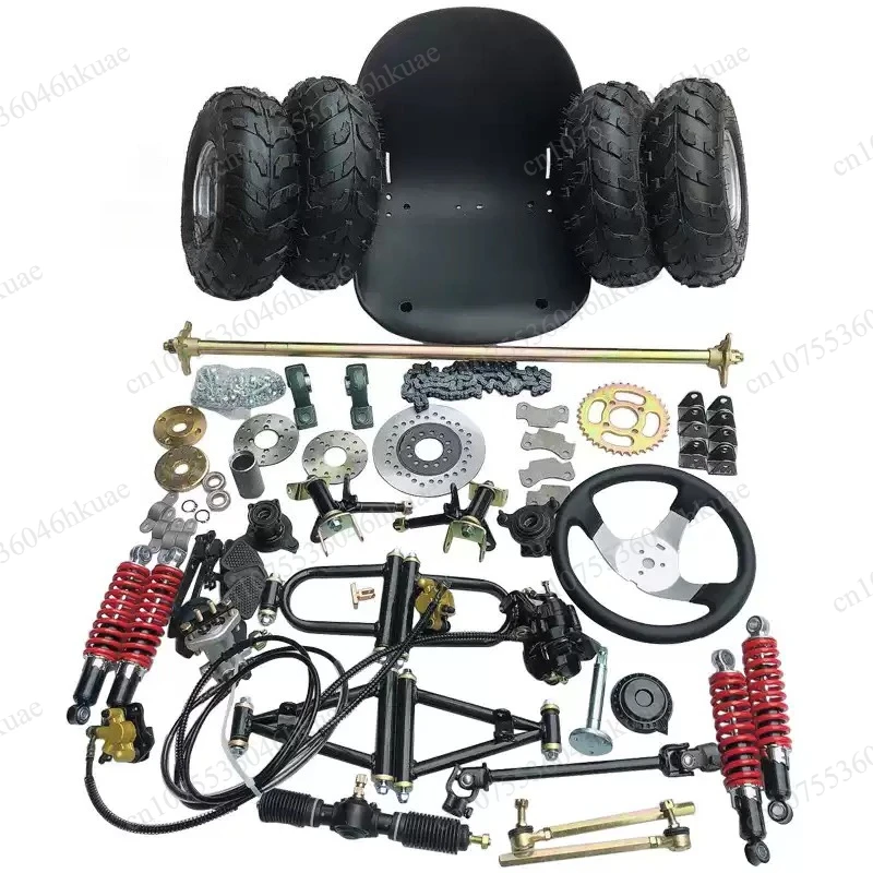 Custom DIY Self Assembly Go Kart Mod Hardware Single Pull Triple Disc Brakes Full Set Front Rear Suspension Steering System