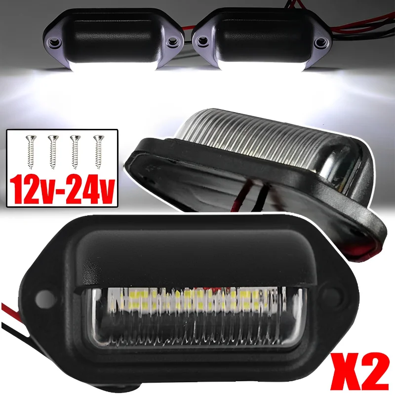 1Set 6 LED Car License Number Plate Light for SUV Truck Trailer Van Tag Step Lamp White Bulbs Car Products License Plate Lights