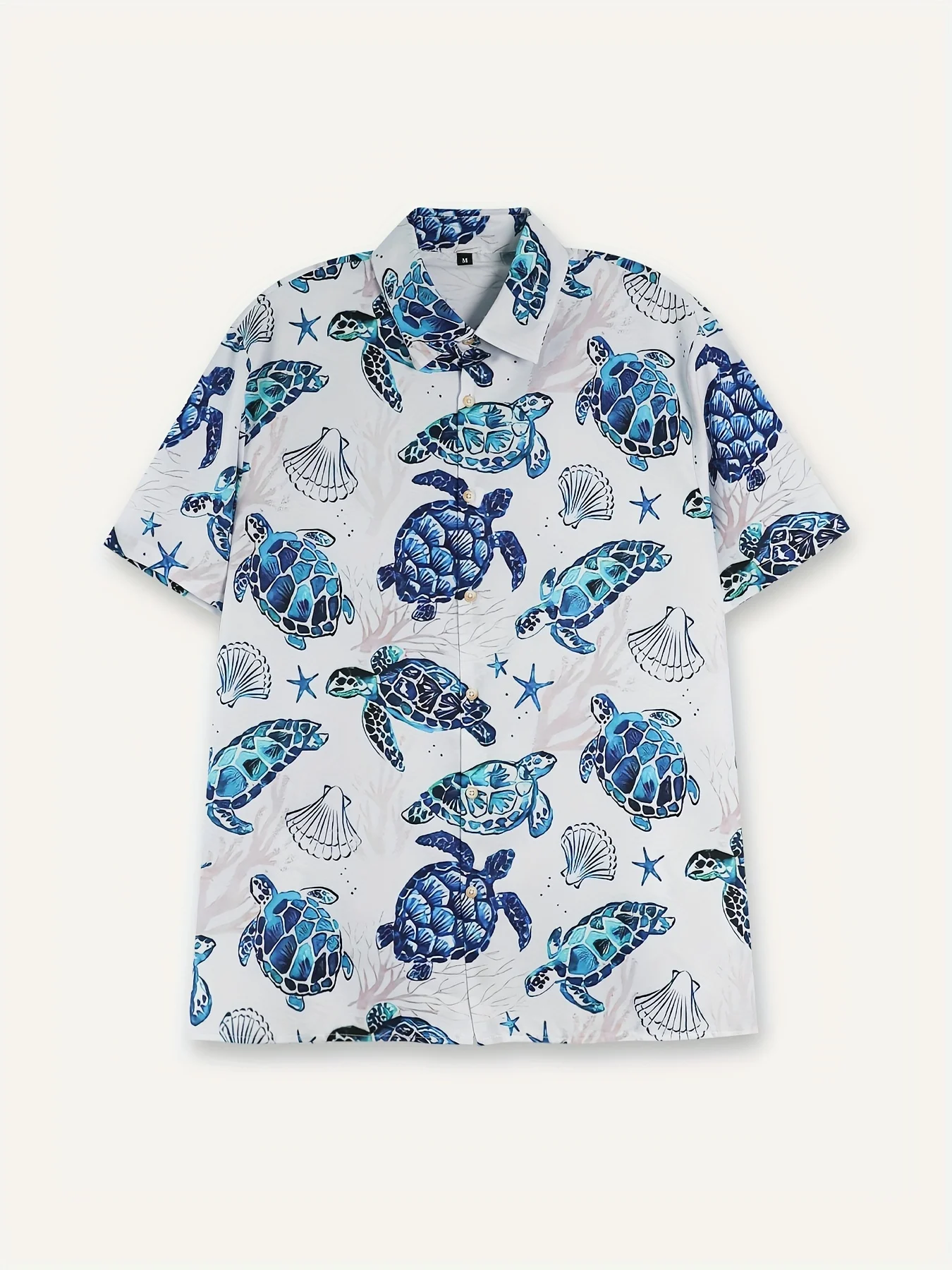 Comfy Sea Turtle Hawaiian Shirt Men Oversized Shirts Full Printed Short Sleeve Aloha Top for Summer Beach Days