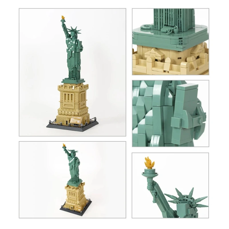 Wange Statue della Libertà Building Blocks Set di modelli di piccole particelle Architettura Mattoni Serie compatibile di giocattoli di assemblaggio fai-da-te