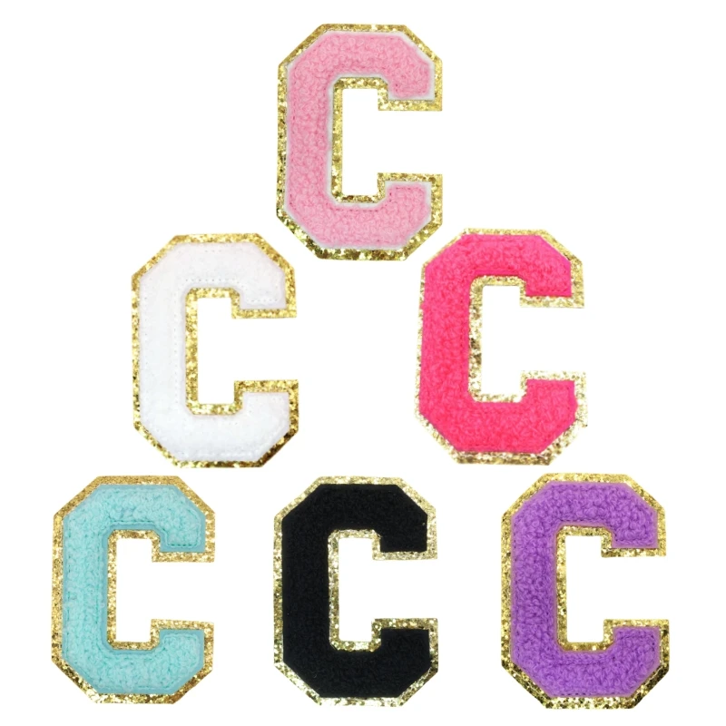 6pcs Chenille Letters Patches Embroidery Iron on Letters Patch Appliques for Clothing Stickers DIY Accessories Large size: 8.2CM