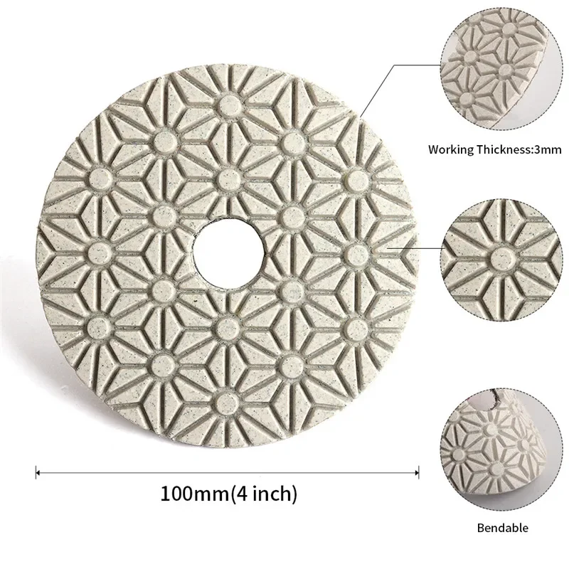 4 Inch 4 Step Polishing Pads Flexible Marble Granite Ceramic Tile Concrete 4PCS Sand papers Sandpaper