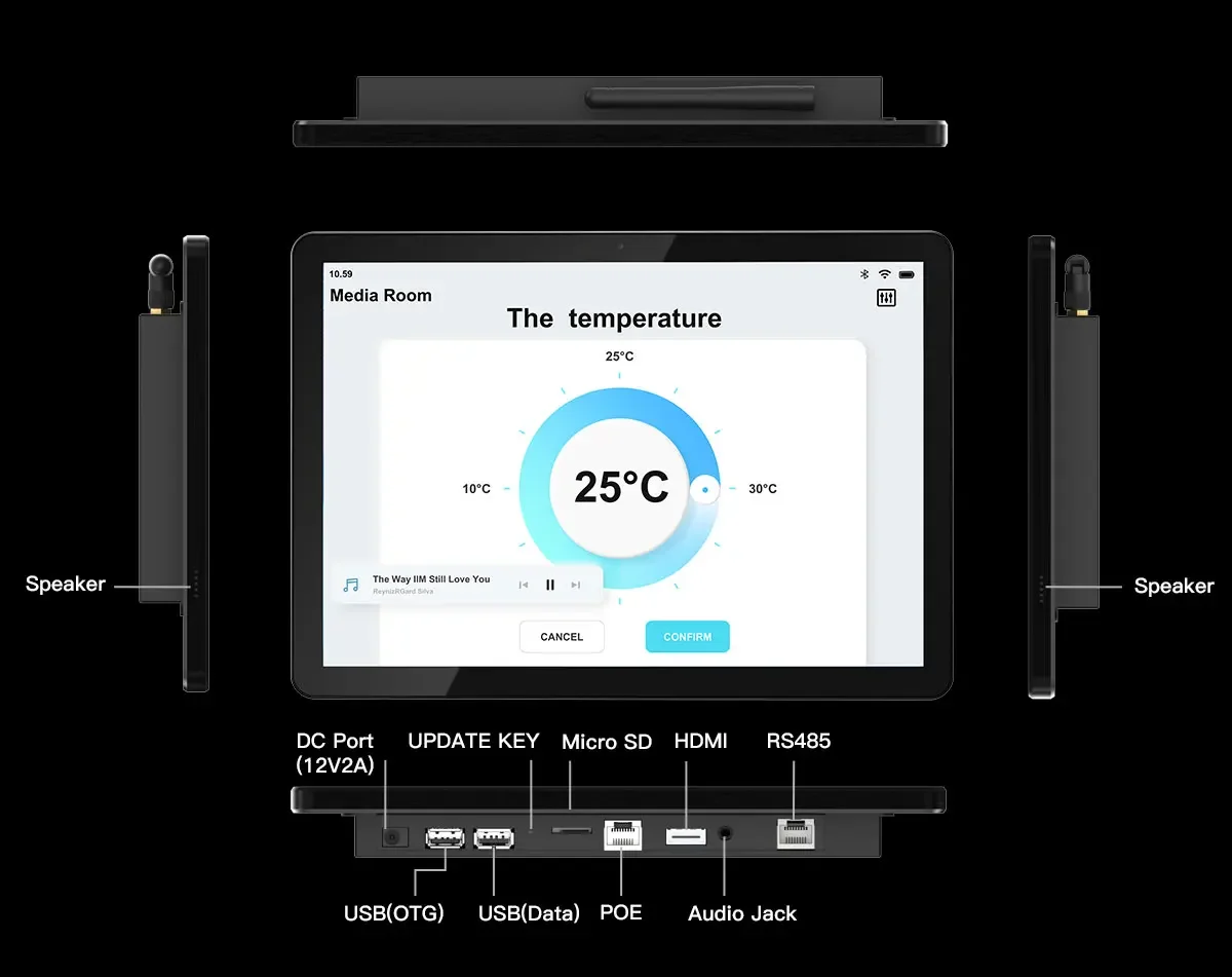 Panel táctil android personalizado de 10,5 pulgadas RK3566 wifi HD-MI POE RS485 montaje en pared tableta android hogar inteligente iot tablet pc