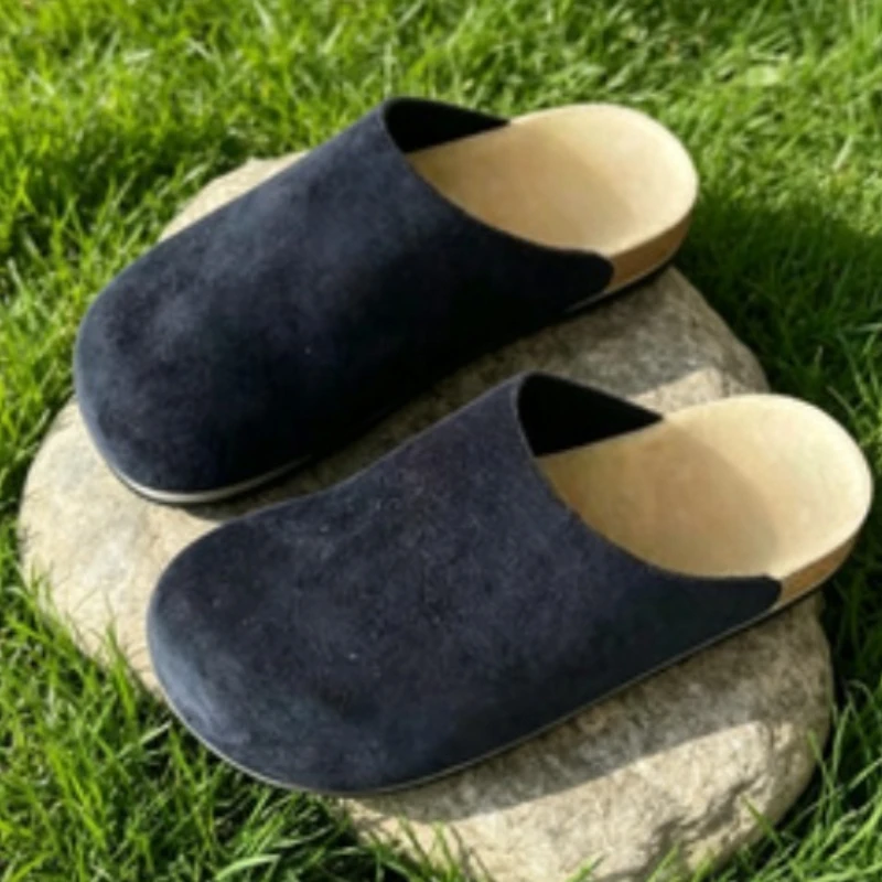 

Women's 2026 new summer outdoor slip-on mules, genuine leather thick-soled closed-toe sandals