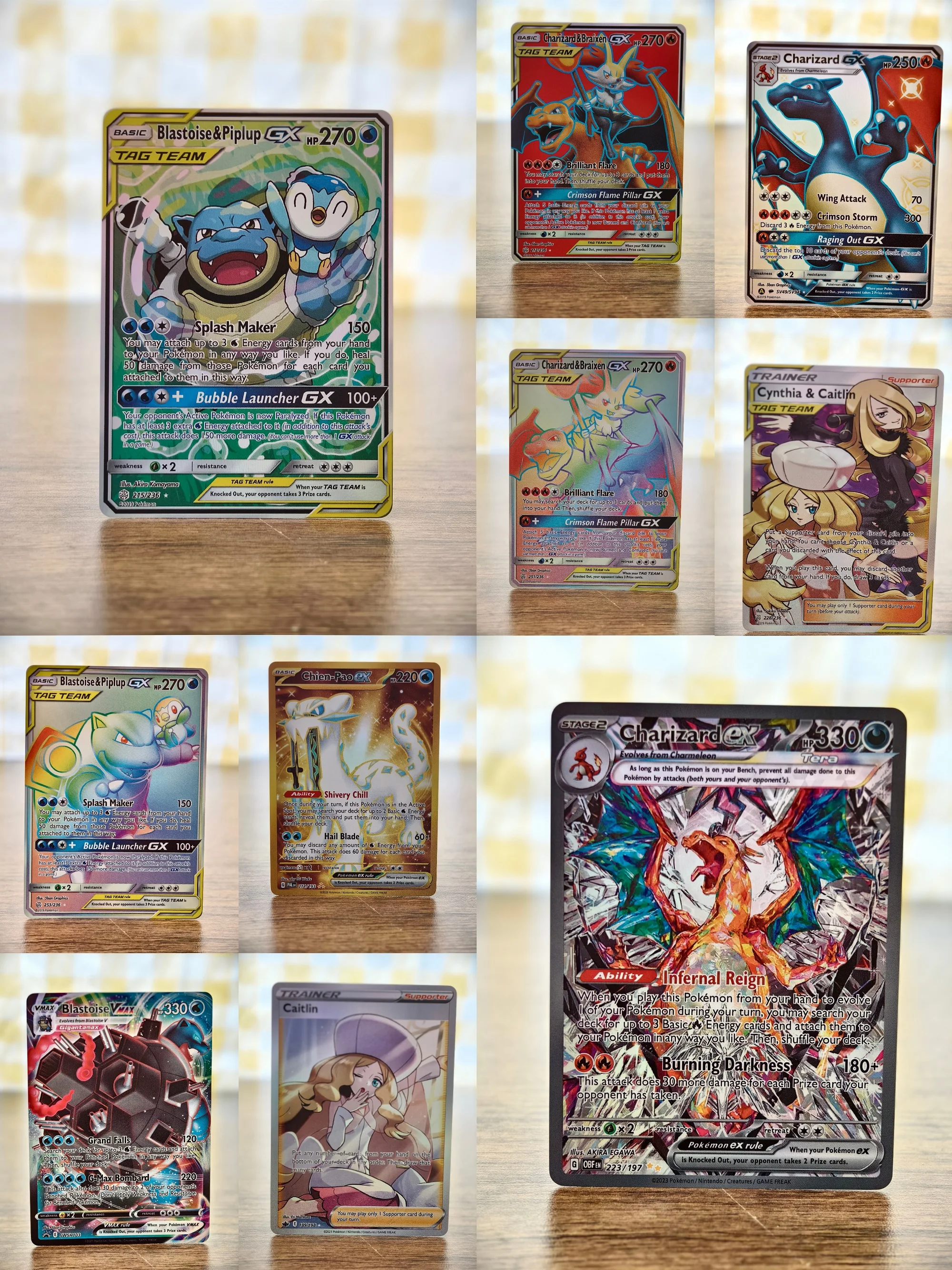 

MINISO Pokémon Trading Card Set - Blastoise VMAX 330HP, Charizard EX GX, Chien-Pao ex, 10-Pack Collectible