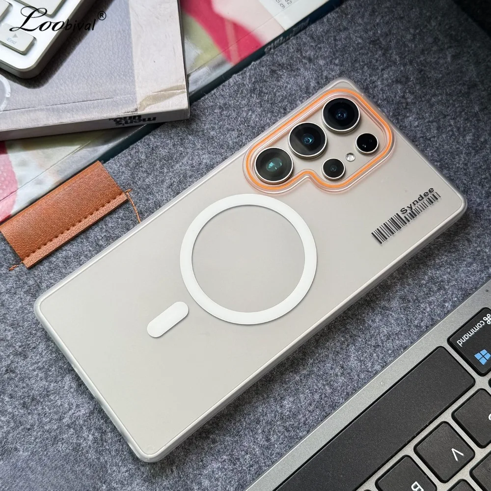 Matte Magnetische Hartschalen-PC-Hülle für Samsung Galaxy S25 S26 Ultra S24 S23 Plus S22 Note 20 Zweifarbiger Kontrast Ultra Slim Cover