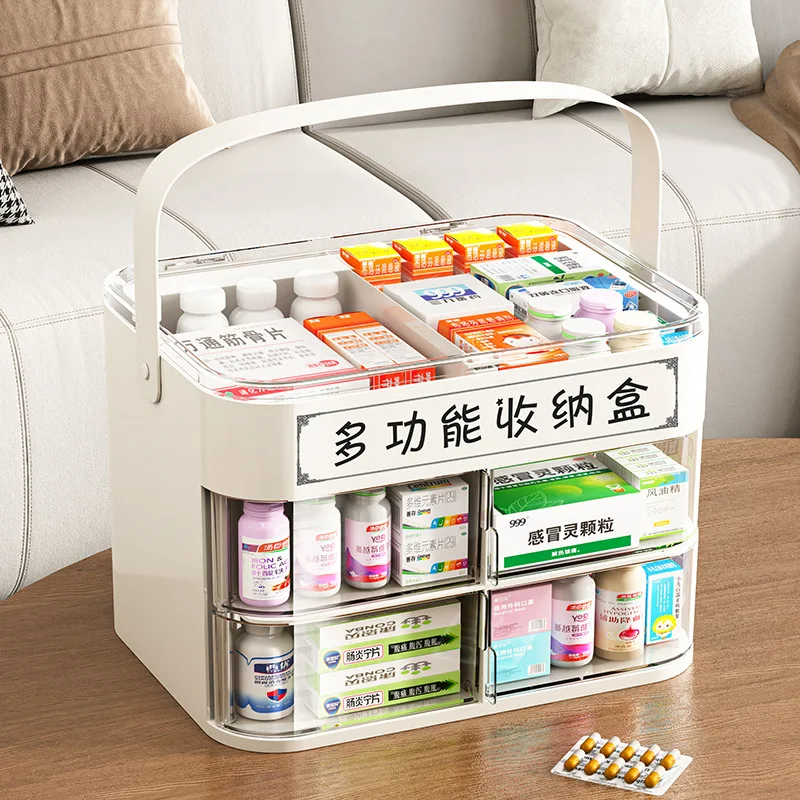 Multifunctional Medicine Cabinet Portable Storage Box Portable Desktop Storage Case For Home