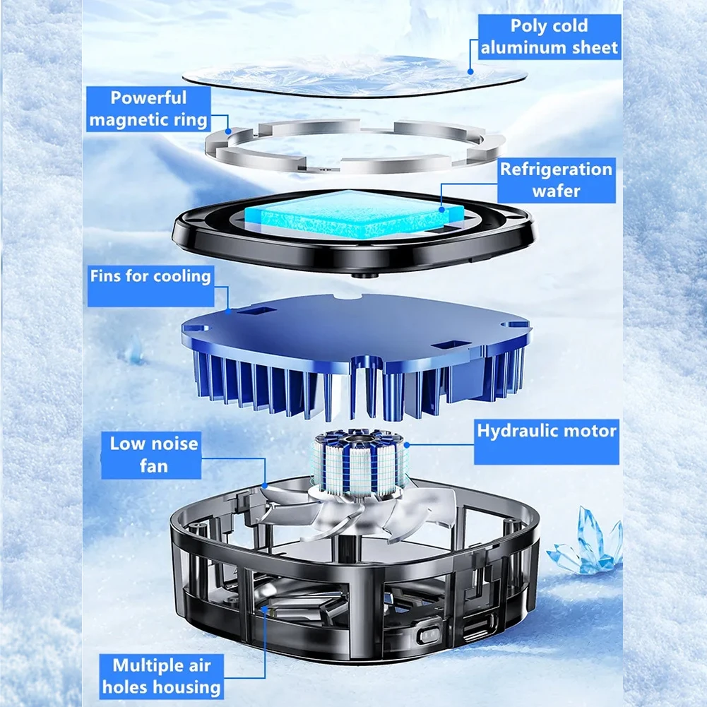 X76 New Mobile Phone Radiator Cooling Fan for Mobile Phone Cooling Fan Semiconductor Radiator Mobile Phone Tablet Gaming Cooler