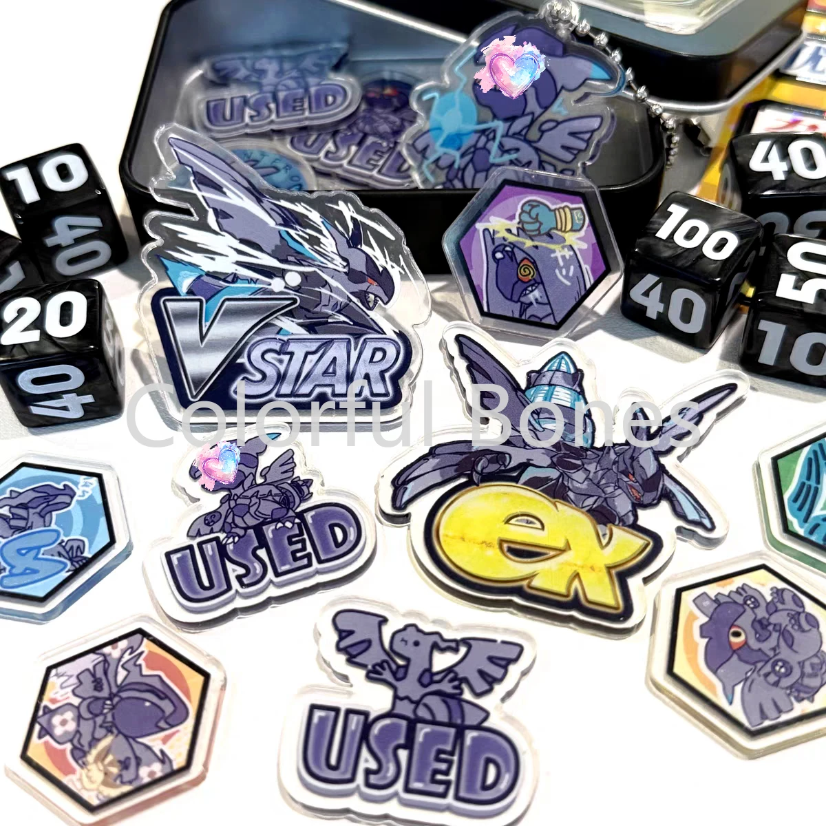 ポケモン-ptcg-ダメージインジケーターセット-ゼクロムテーマダイス-vstar-マーカー-ex-ボードゲームアクセサリー-ポケモンプレイヤーとファン向け