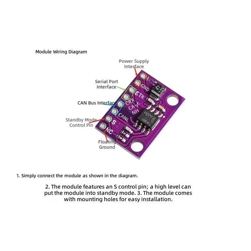 TJA1051T module microcontroller development board, third-generation high-speed CAN bus transceiver, super TJA1050T