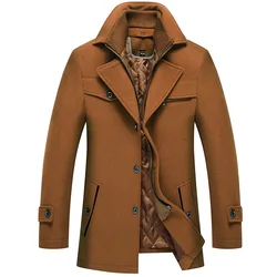 New men's wool coat double neck thick lapel coat for men